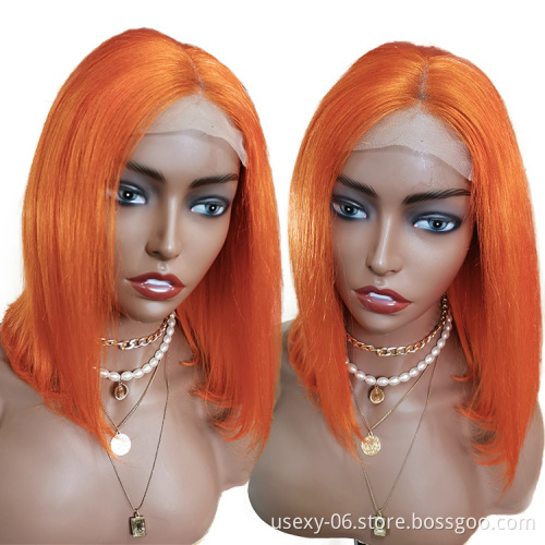 Natural Straight Color Lace Frontal Closure Wig Wholesale Virgin Brazilian Human Lace Wig Orange 613 Blonde Human Hair Wigs